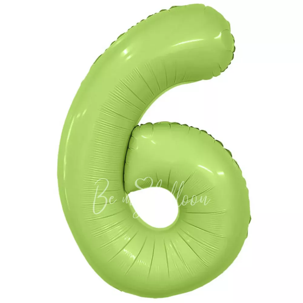40" Гелевая Цифра "6" из фольги Мистик фисташковый 