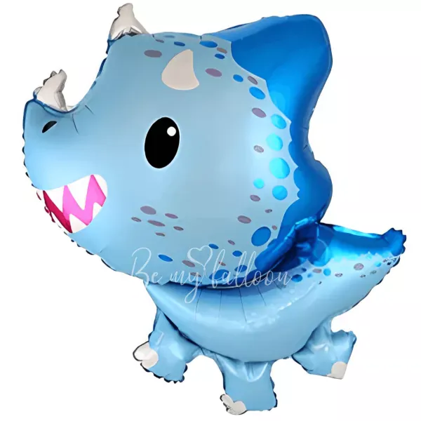 32" Dino Triceratops Blue Foil Balloon