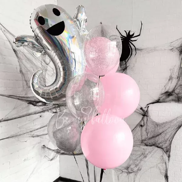 Букет воздушных шаров Веселое приведение на Хэллоуин