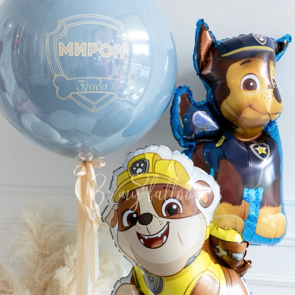 Chase and Rubble Paw Patrol Helium Balloon Bouquet with Giant Balloon