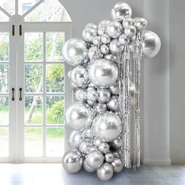 Organic balloon column "Silver Gatsby"