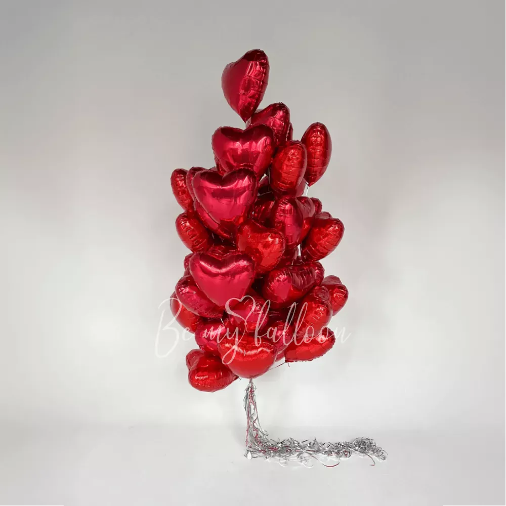 50 helium foil hearts mix Red Valentino