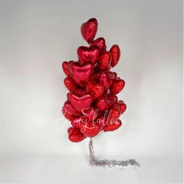 50 helium foil hearts mix Red Valentino