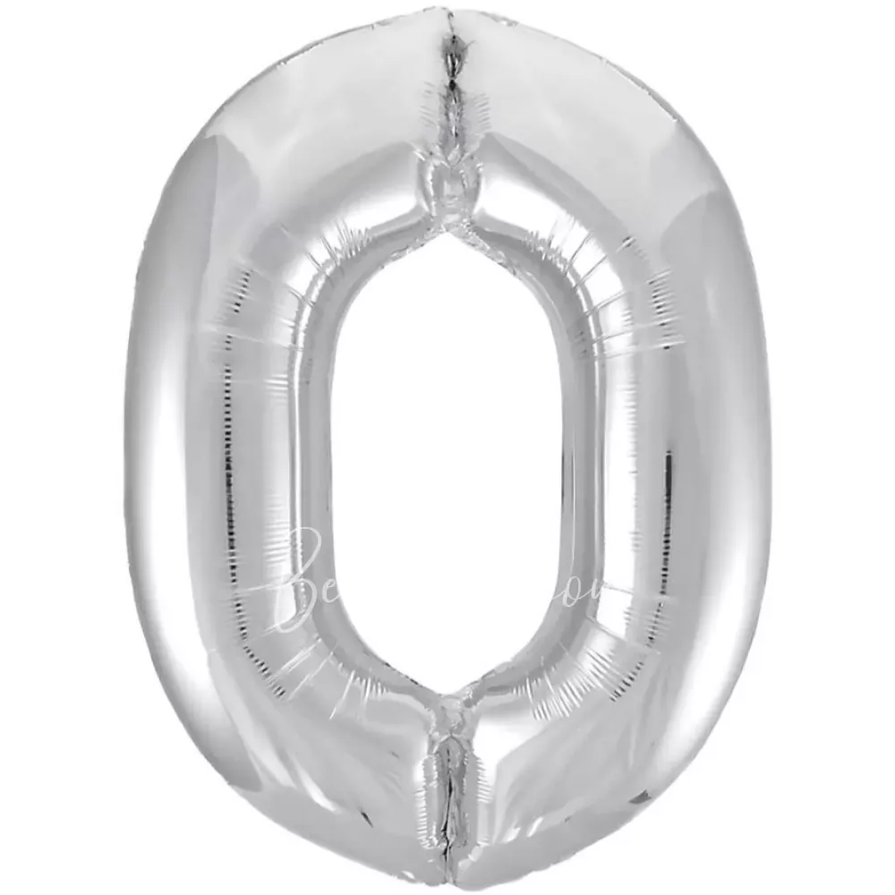 40" Helium foil gloss Silver Number 0 balloon