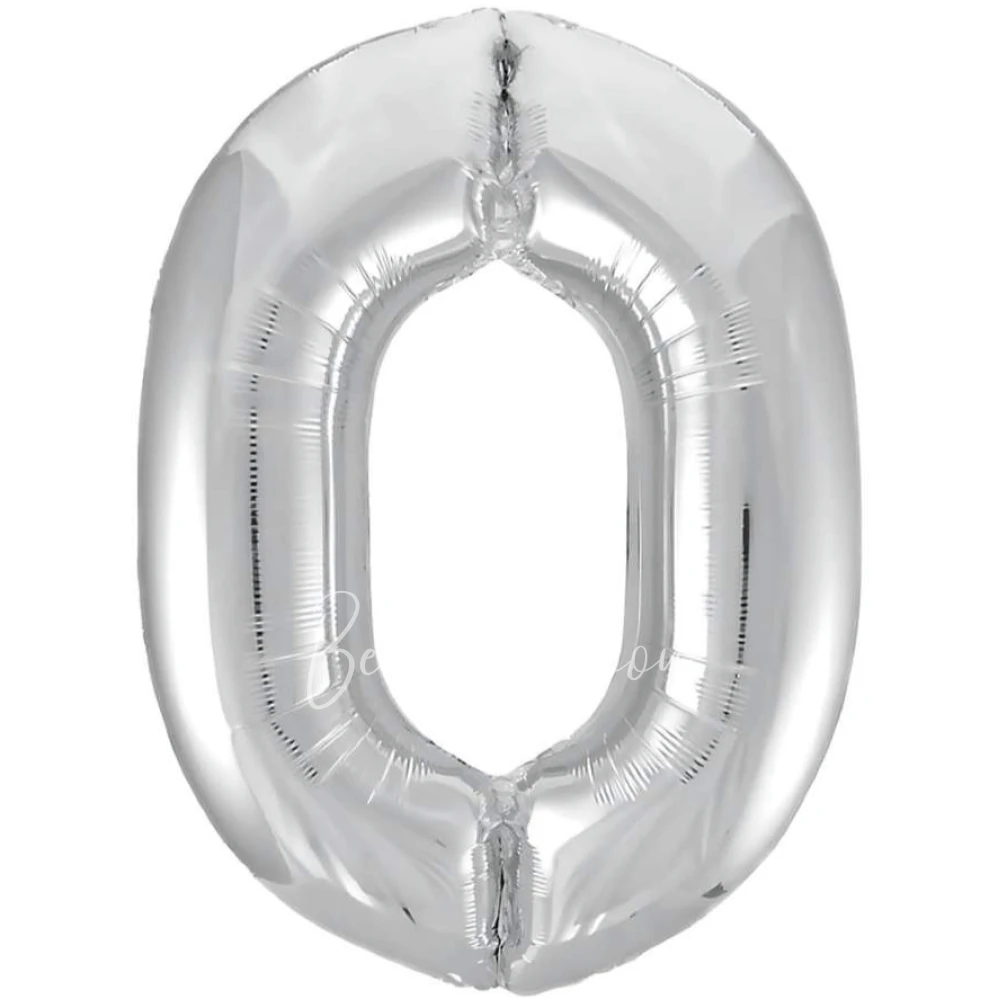 40" Helium foil gloss Silver Number 0 balloon