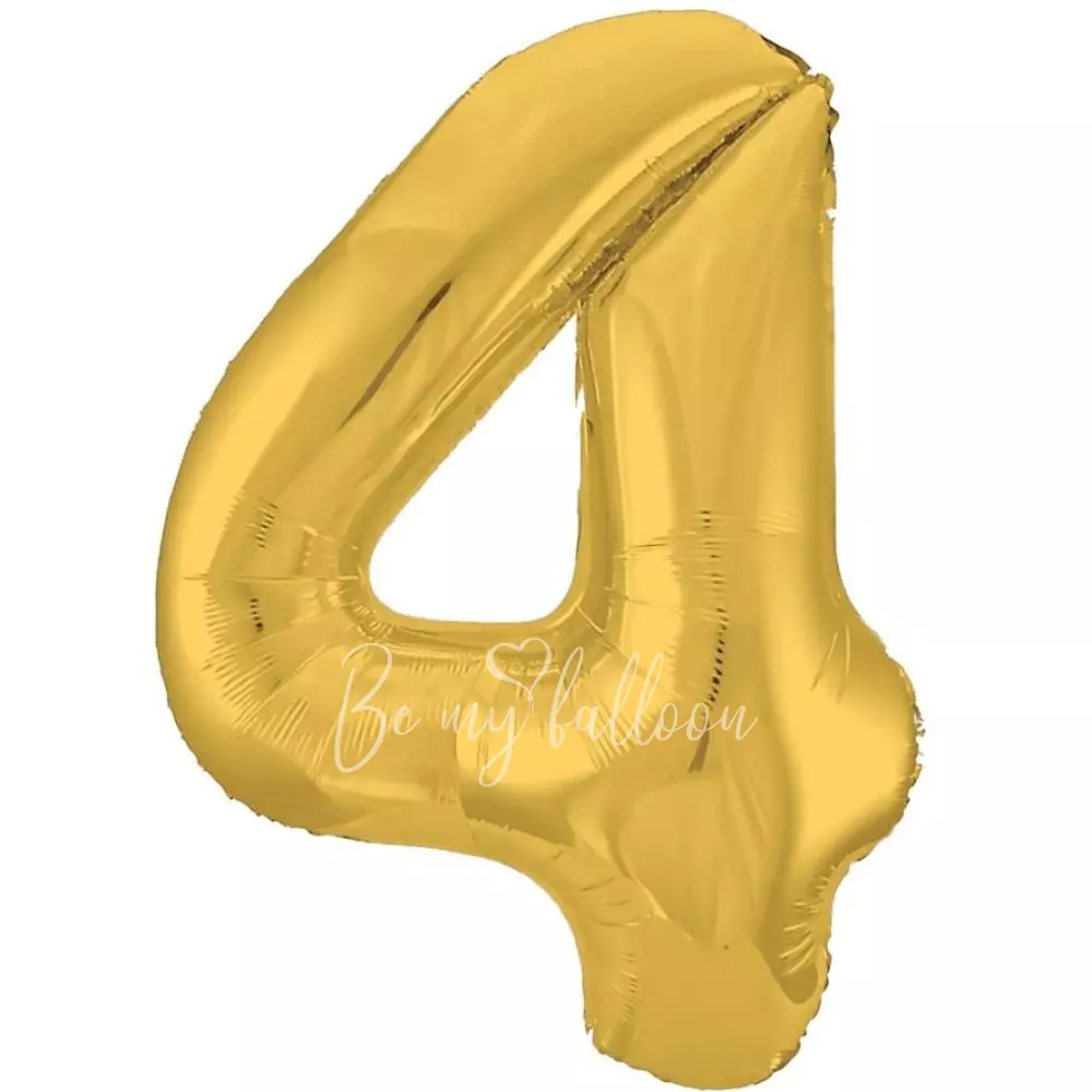 40" Helium foil gloss Gold Number 4 balloon