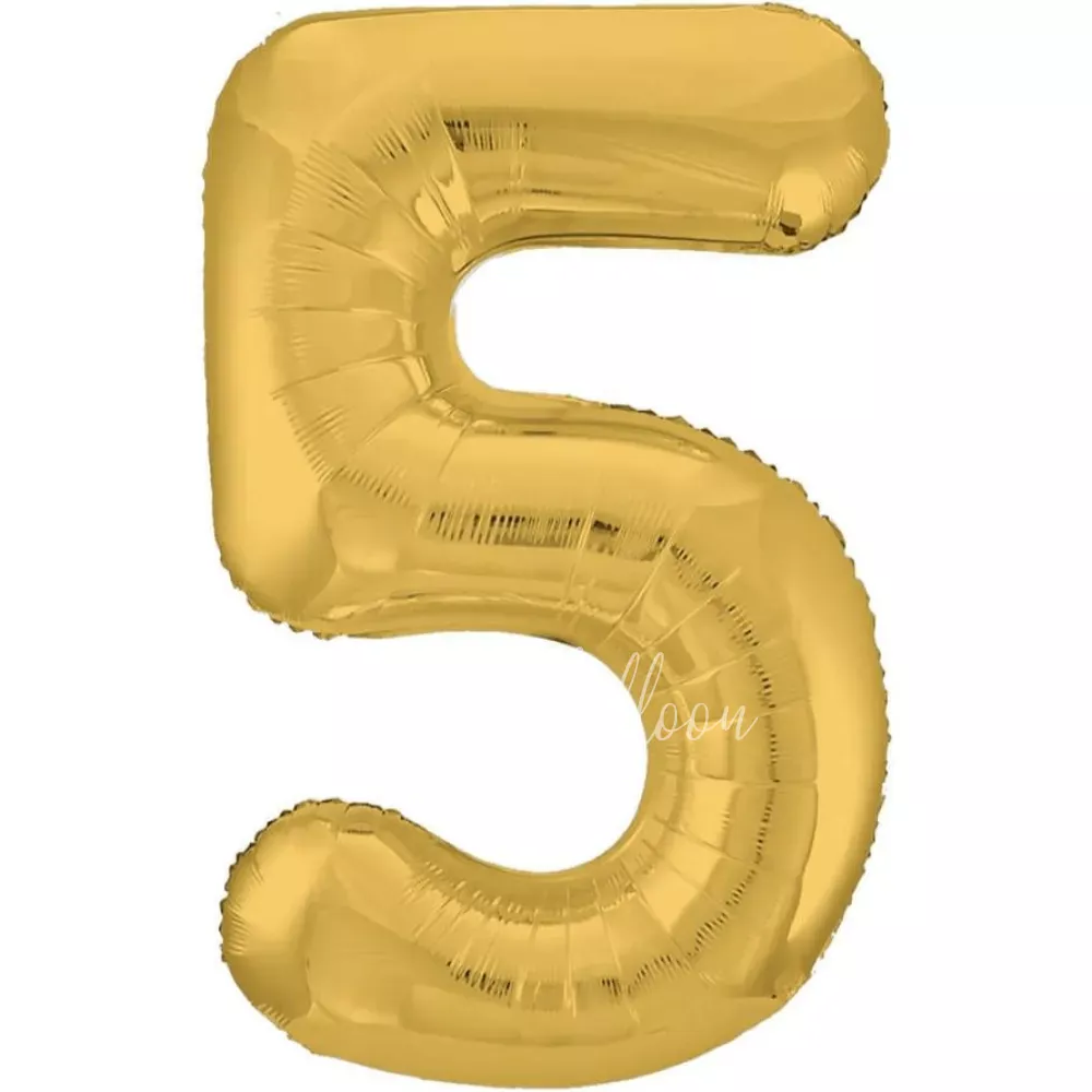 40" Helium foil gloss Gold Number 5 balloon