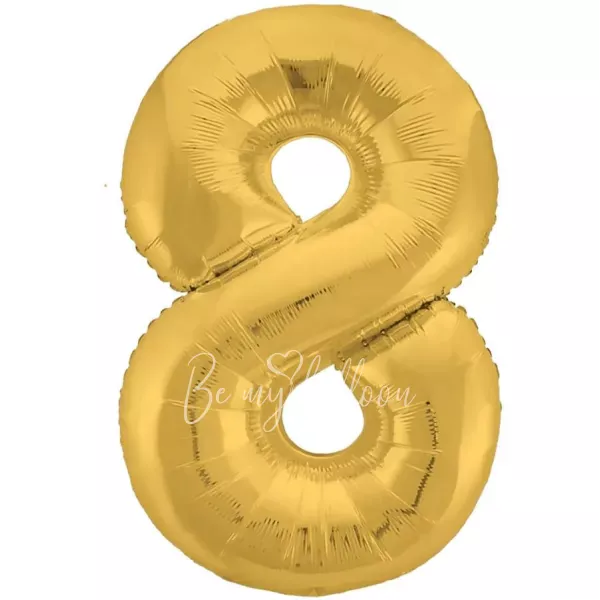 40" Helium foil gloss Gold Number 8 balloon
