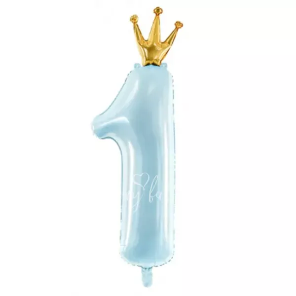 36" Шар из фольги Цифра 1 c короной Голубой