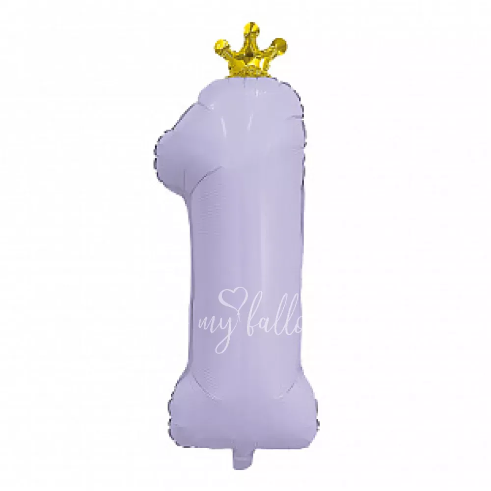 32" Цифра "1" с короной Лаванда в упаковке