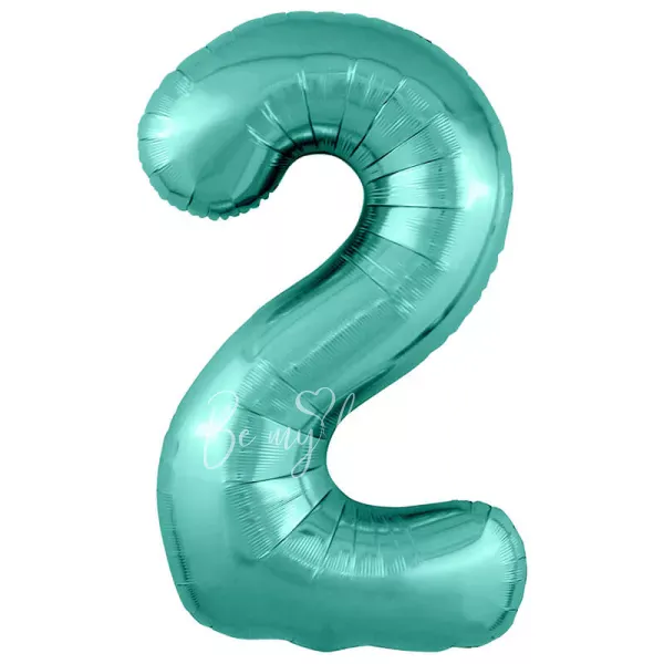 40" Helium foil Biscay green Number 2 balloon