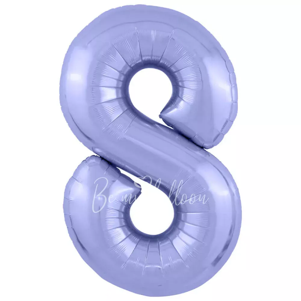 40" Helium foil Pastel Purpel Number 8 balloon