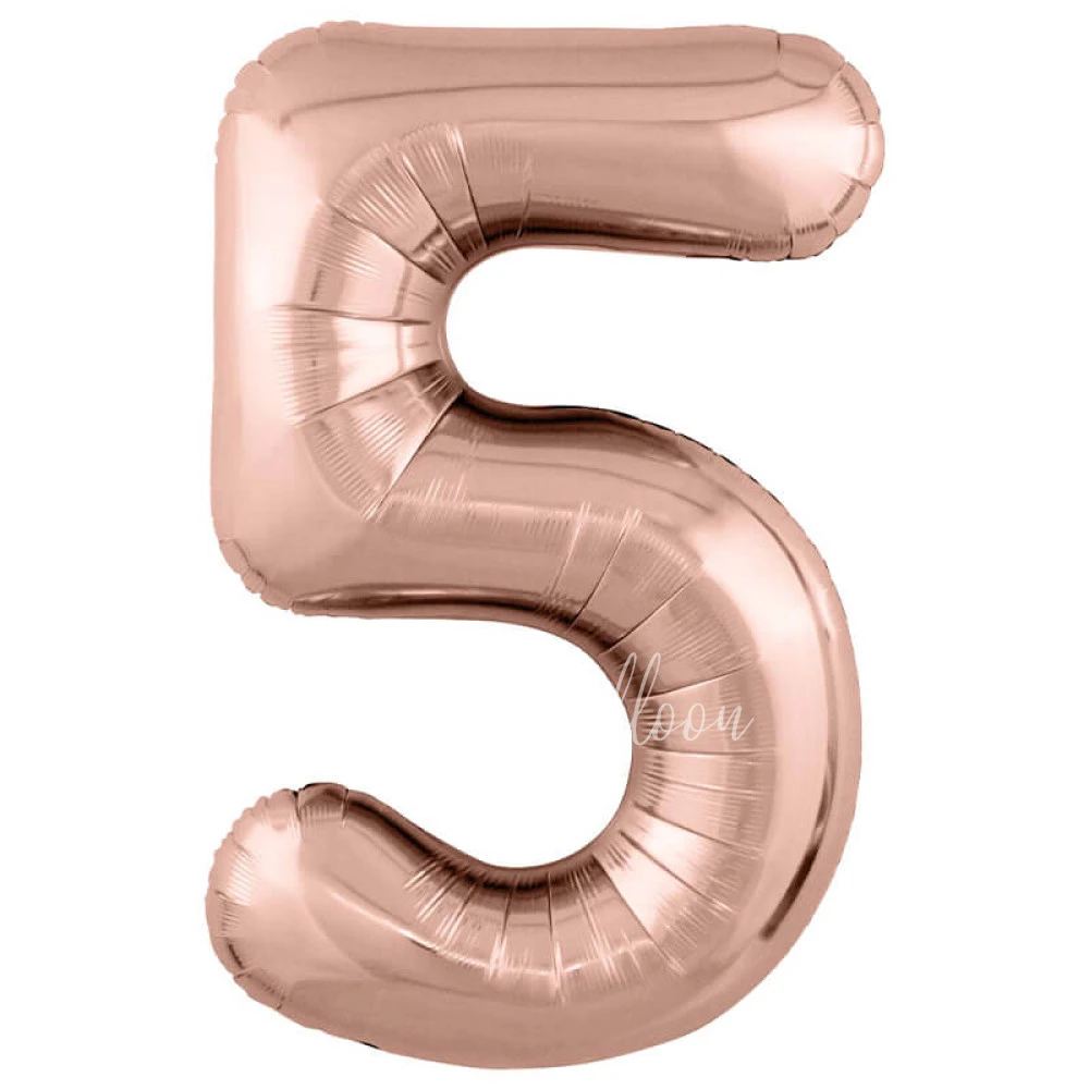 40" Helium foil Rose Gold Number 5 balloon