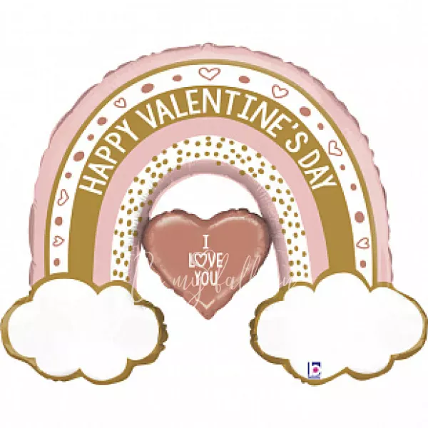 40" Foil Rainbow BOHO balloons with Valentine in a package