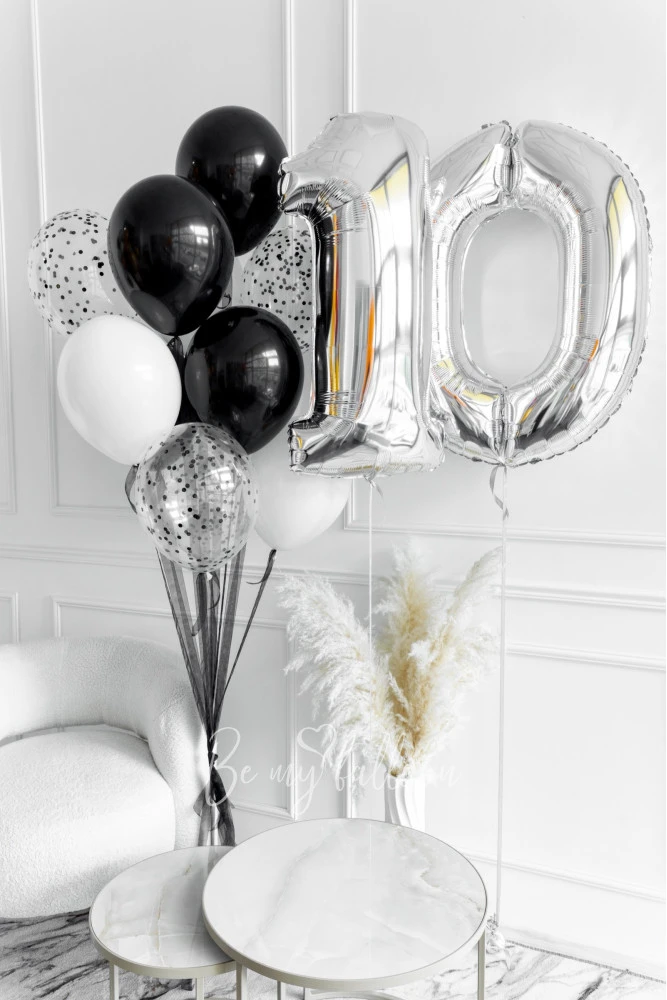 Strong Helium Balloon Bouquet with Foil Numbers 10