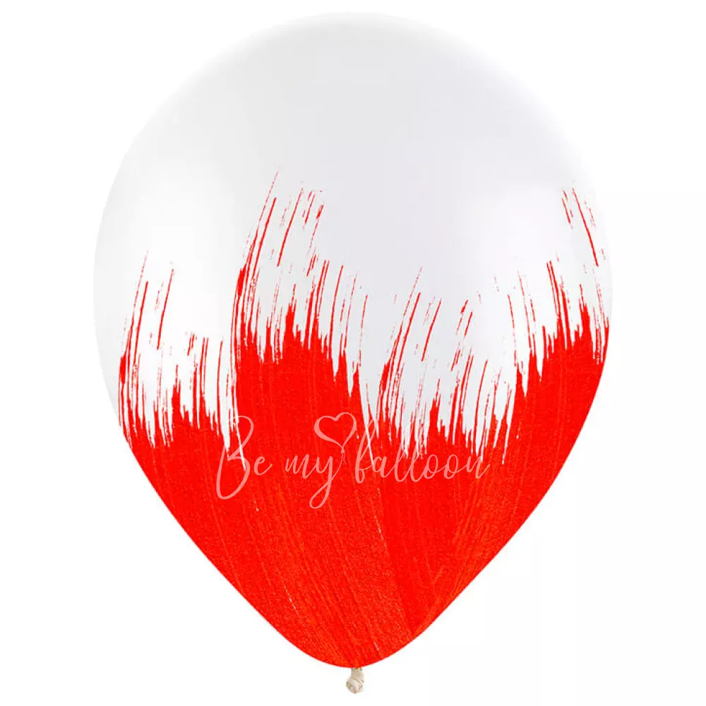 12" Helium Latex Crystal Red Brush Printed balloon