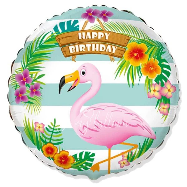 18" Helium foil Birthday Flamingo balloon