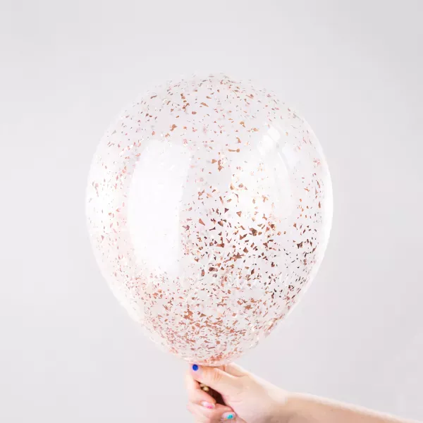 12" Helium latex Rose Gold shades Confetti Balloon 