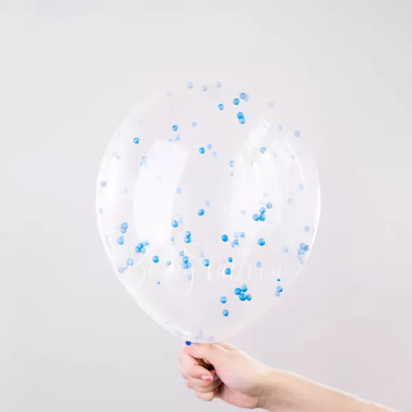 12" Helium latex Blue Drops Confetti Balloon 