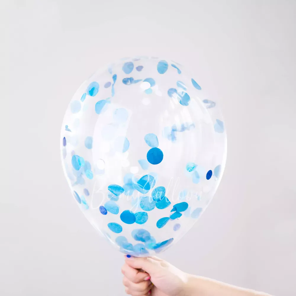 12" Helium latex Large Blue Confetti Balloon 