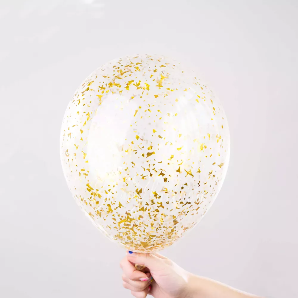 12" Helium latex Gold Flakes Confetti Balloon 