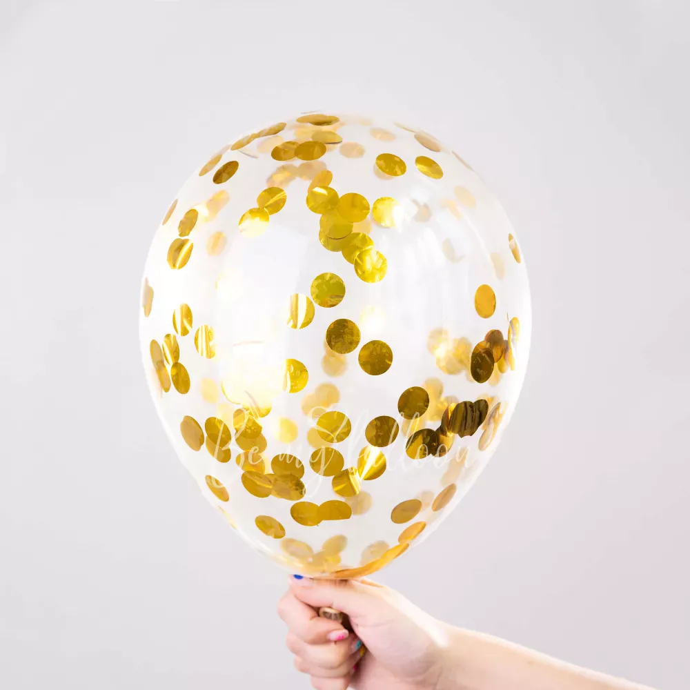 12" Helium latex Large Gold Confetti Balloon 