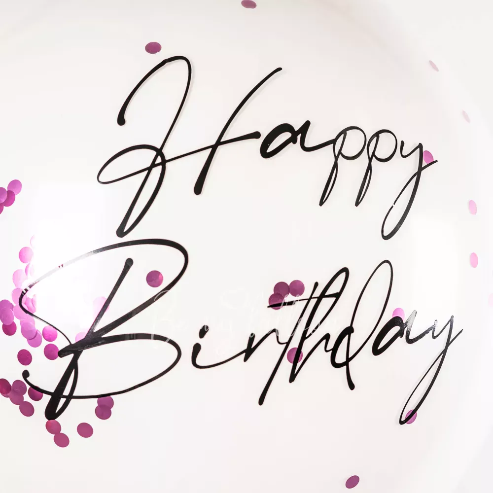 36" Latex Clear balloon with an inscription & filled with confetti 