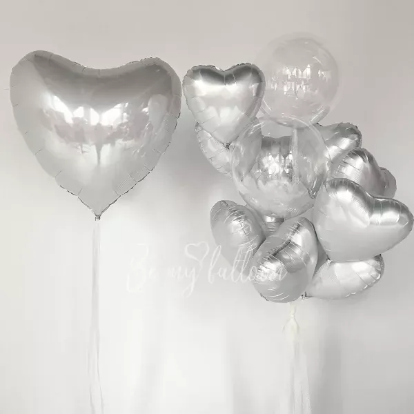 Bouquet of balloons Silver hearts