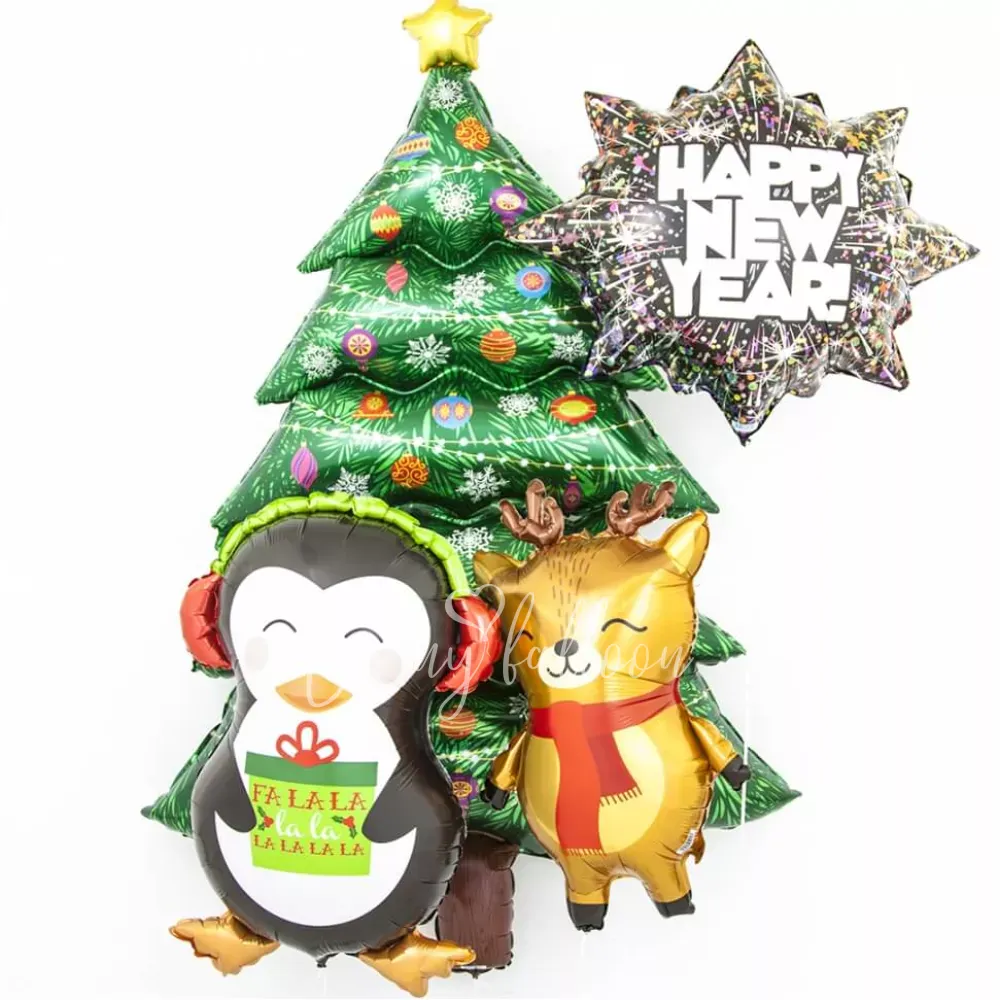 32" Шар из фольги Фейерверк Новый Год