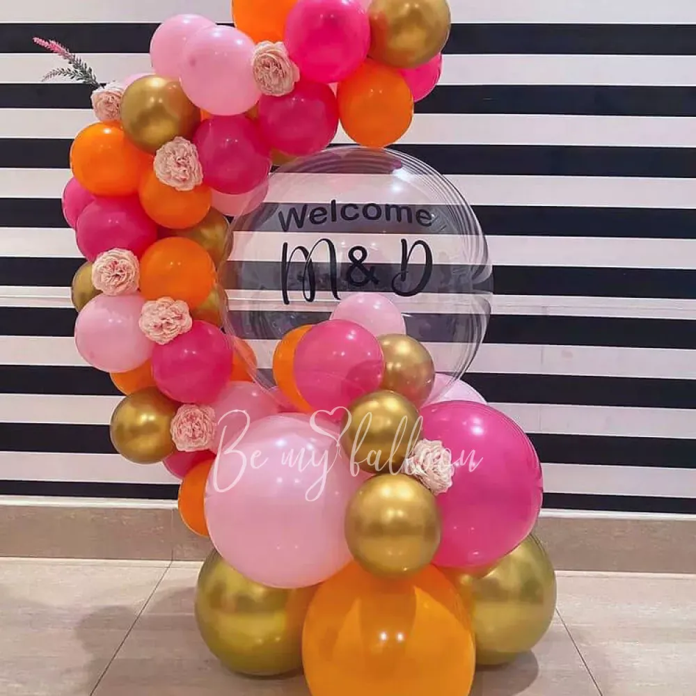 Композиция из воздушных шаров с гирляндой Добро Пожаловать!