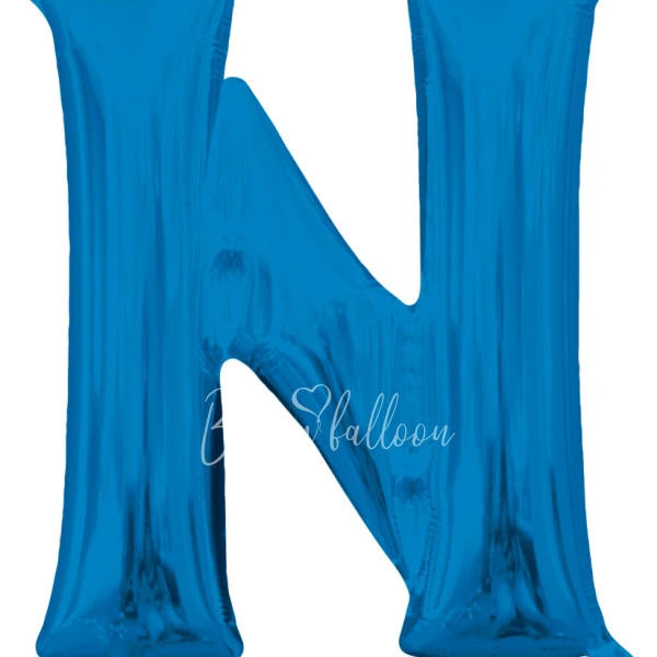 40" Helium foil gloss Blue Letter N balloon