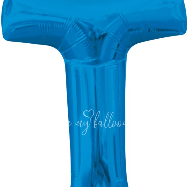 40" Helium foil gloss Blue Letter T balloon