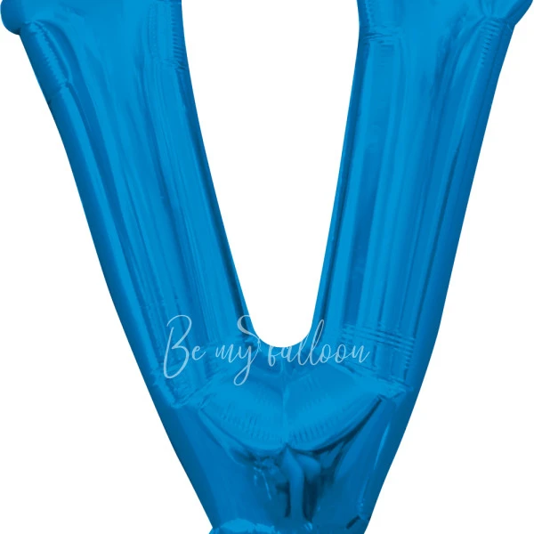 40" Helium foil gloss Blue Letter V balloon