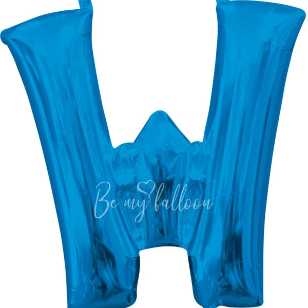 40" Helium foil gloss Blue Letter W balloon