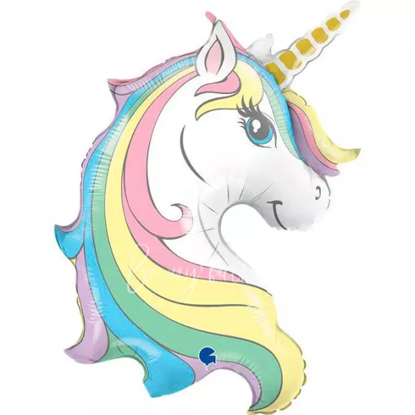 39" Helium foil Pastel Unicorn Head balloon