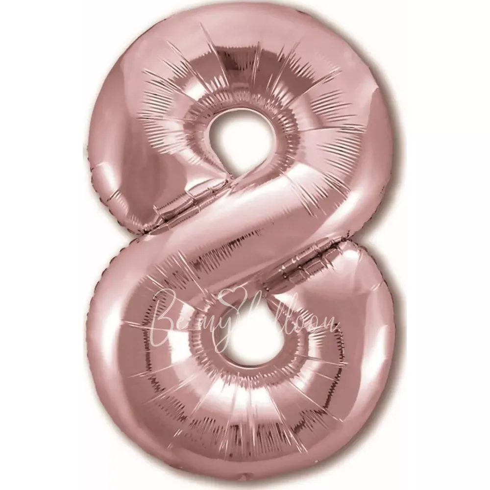 40" Helium foil gloss Rose gold Number 8 balloon
