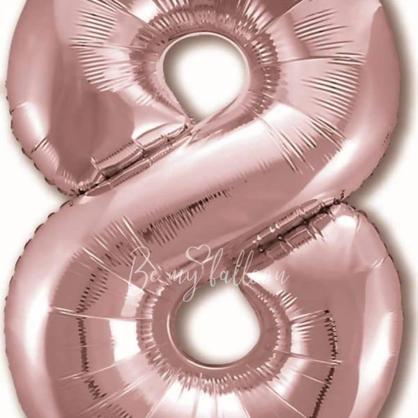 40" Helium foil gloss Rose gold Number 8 balloon