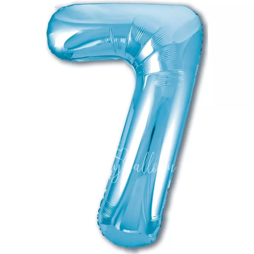 40" Helium foil gloss Light blue Number 7 balloon