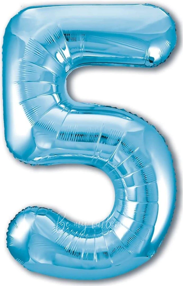40" Helium foil gloss Light blue Number 5 balloon