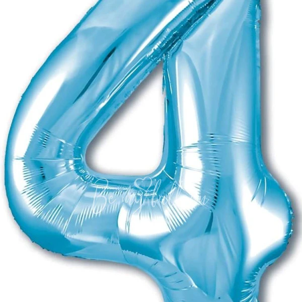 40" Helium foil gloss Light blue Number 4 balloon