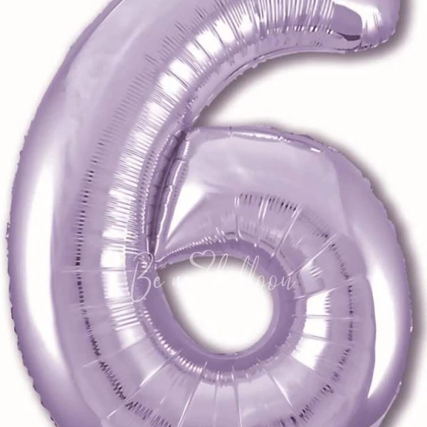 40" Helium foil gloss Lilac Number 6 balloon