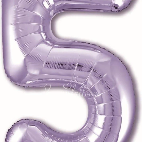 40" Helium foil gloss Lilac Number 5 balloon