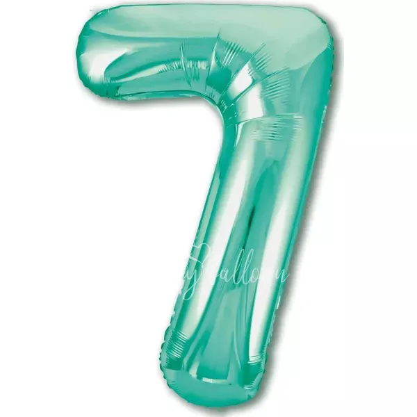 40" Helium foil gloss Biscay green Number 7 balloon