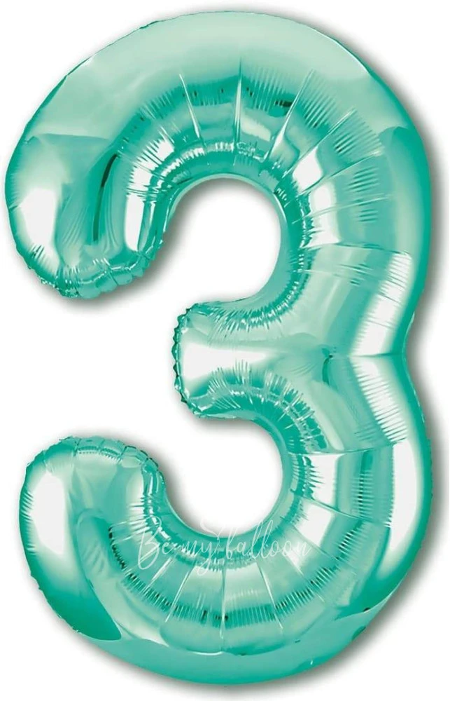 40" Helium foil gloss Biscay green Number 3 balloon