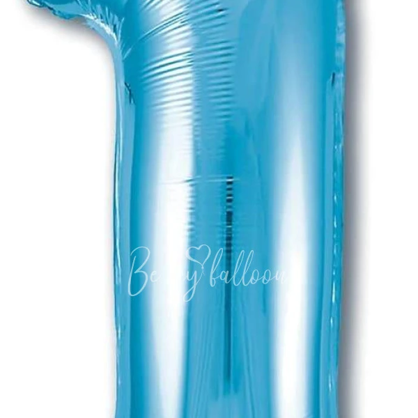 40" Helium foil gloss Light blue Number 1 balloon