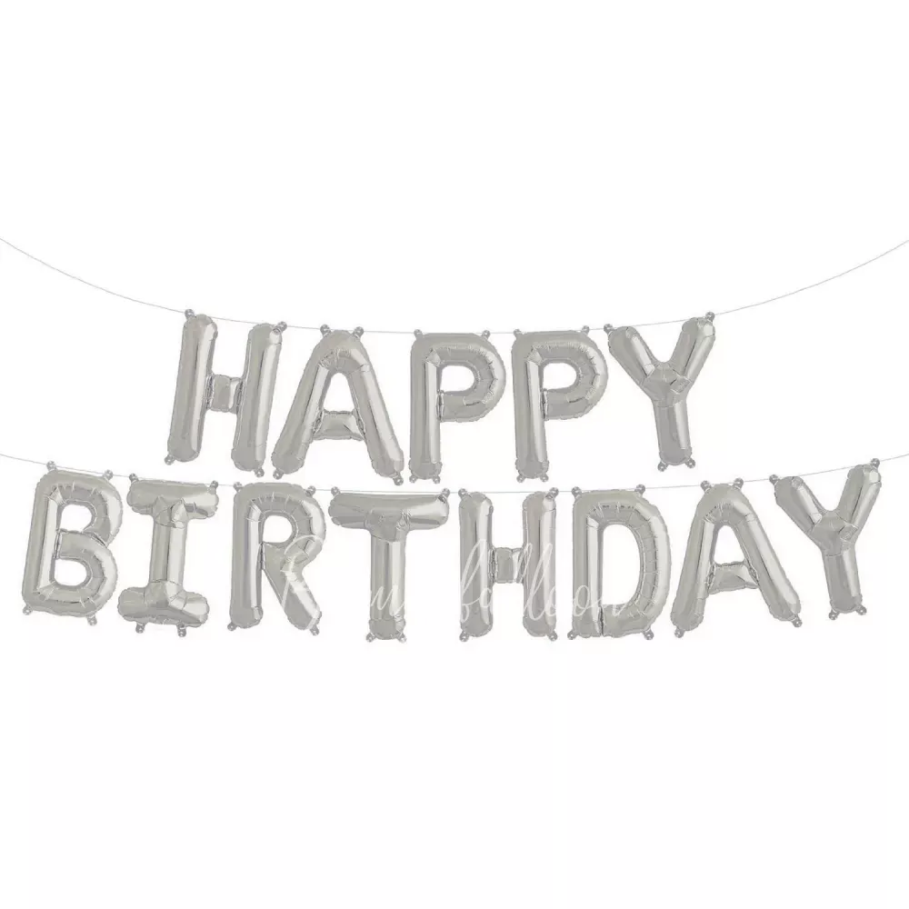 Silver foil balloon kit - Happy Birthday