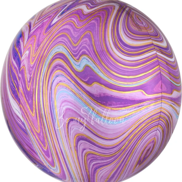 16" Шар из фольги 3D Сфера агат фиолетовый глянец