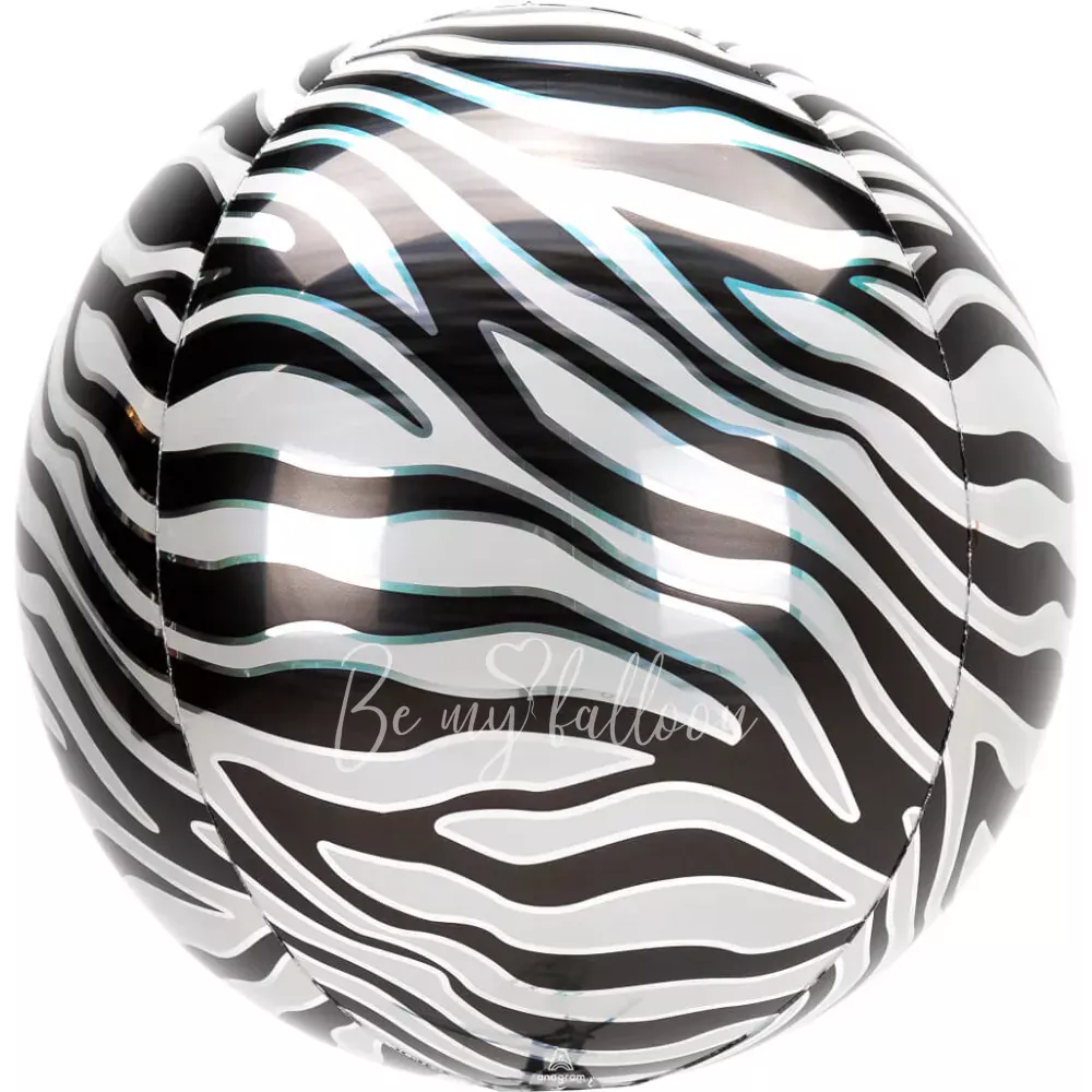 16" Helium foil gloss Zebra print 3D Sphere balloon