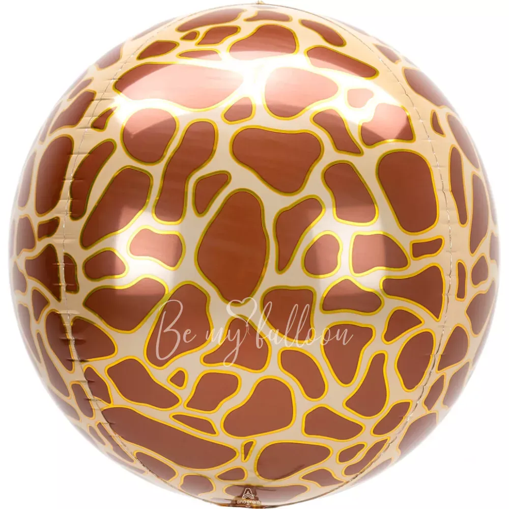 16" Helium foil gloss Giraffe print 3D Sphere balloon