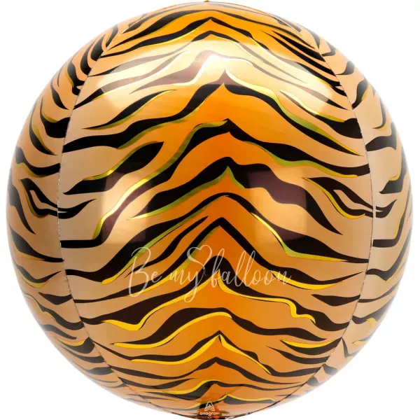 16" Helium foil gloss Tiger print 3D Sphere balloon